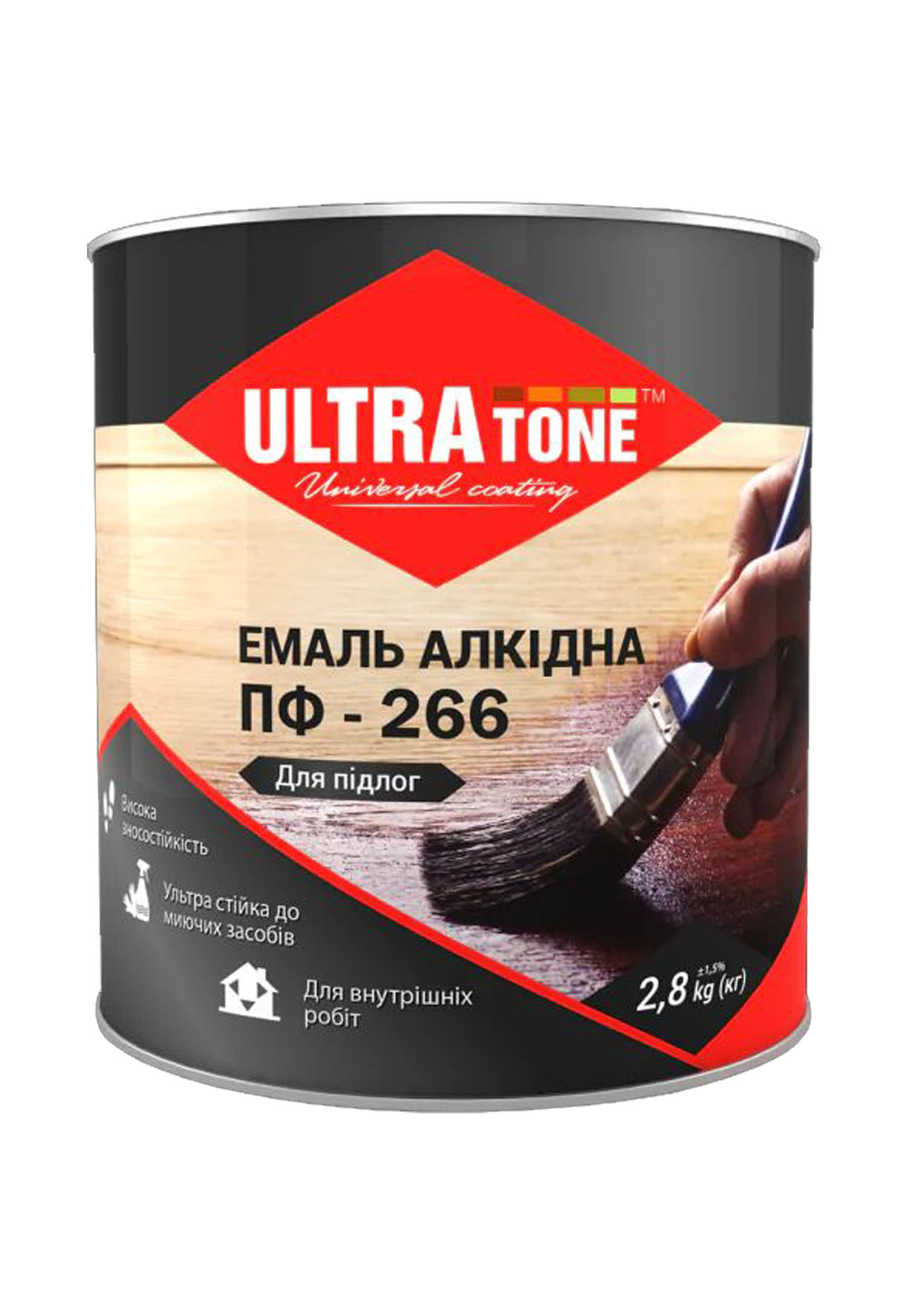 Емаль алкідна UlTRATONE ПФ-266, глянец червоно-коричневий 2,8 кг. для підлоги DNIPRO CONTACT